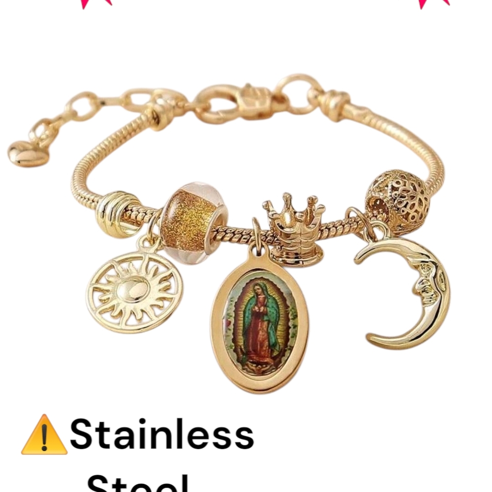 Stainless Steel Gold Charm Bracelet